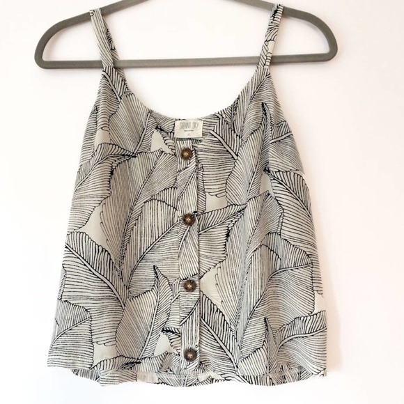 Sienna Sky Tops - Sienna Sky Cropped Tank Top Womens M Palm Leaf Print Button Down